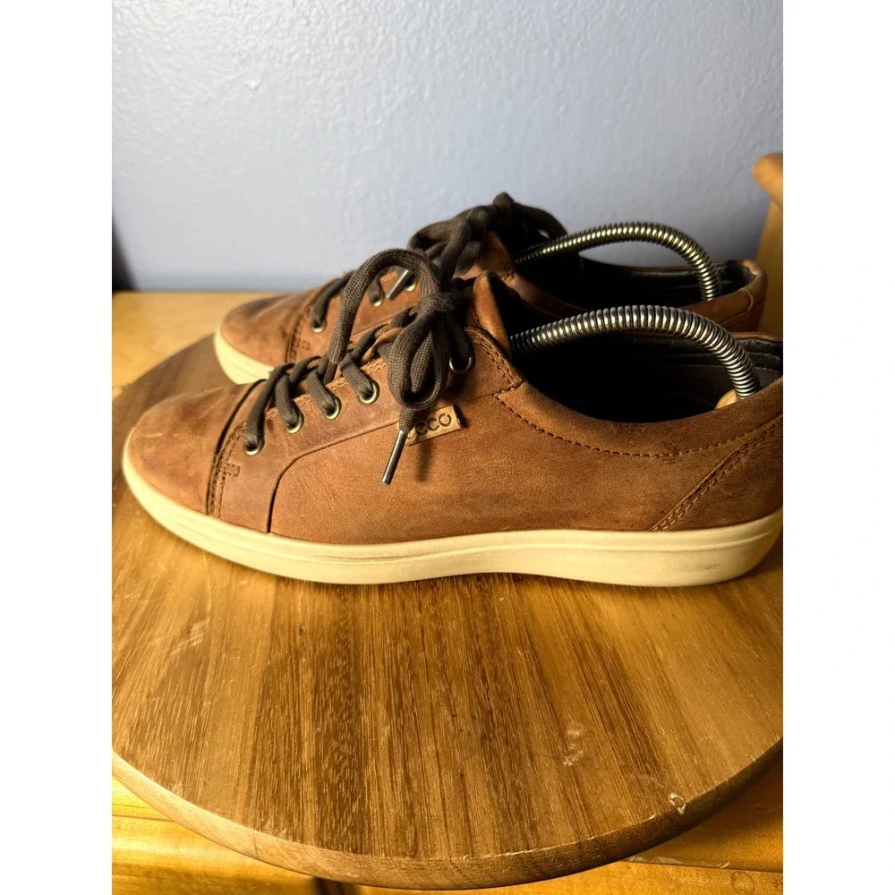 ECCO Soft 7 Sneakers Mens 43 Brown Good Leather Low Top Lace Up Shoes